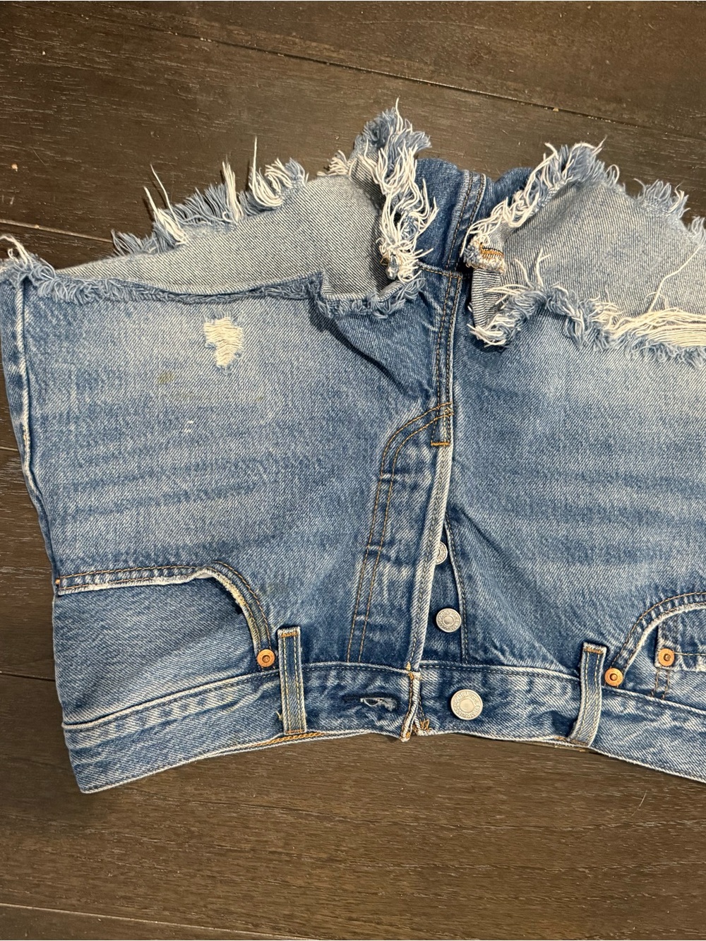 Levi's Light Blue Frayed Waist Denim Jeans